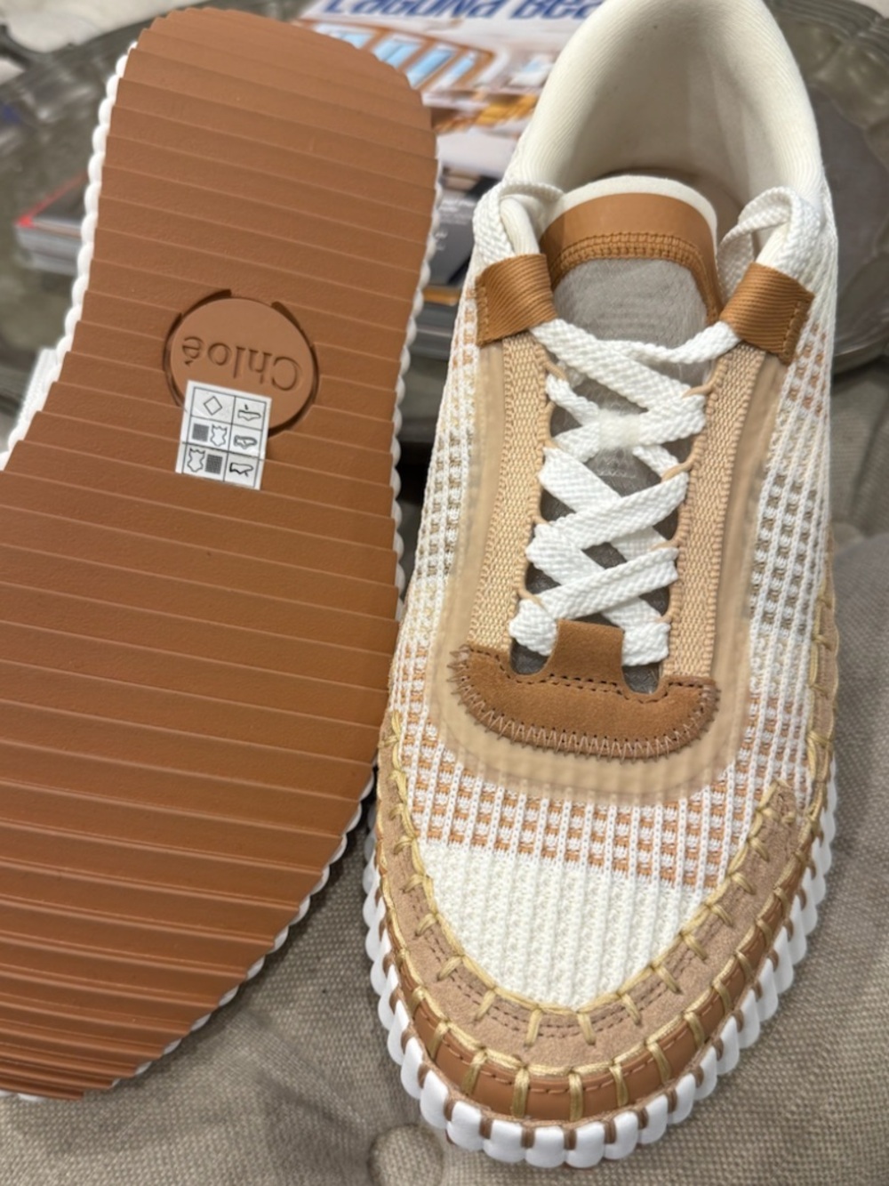 Chloe Shoes |  New Chloe Nama Sneaker | Size 40 Women's | Color: Beige Cream